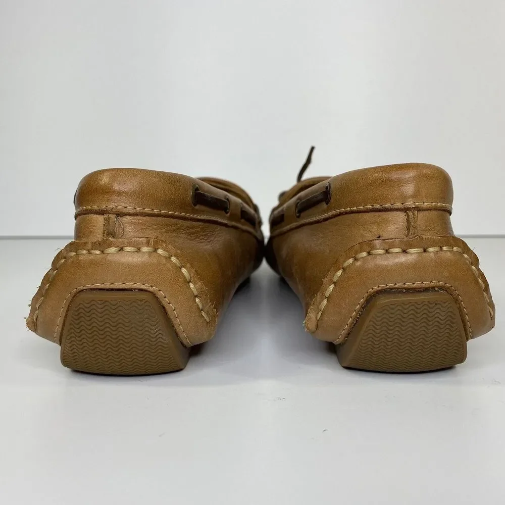 Bass Women's Woven Leather Driving Moccasins in Cognac Brown